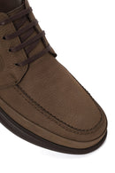 Male Beige Lace-up Thick-soled Nubuck Leather Boots | Derimod