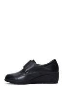 Women's Black Leather Wedge Heel Comfort Shoes | Derimod