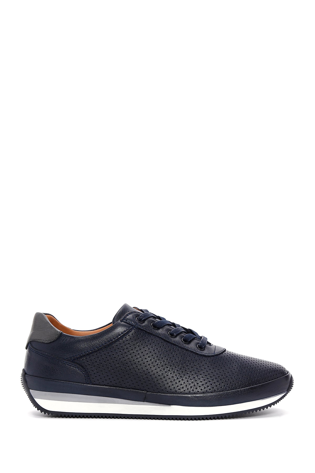 Men's Navy Blue Lace-up Leather Casual Sneaker 24SFD6741DI | Derimod