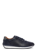 Men's Navy Blue Lace-up Leather Casual Sneaker | Derimod