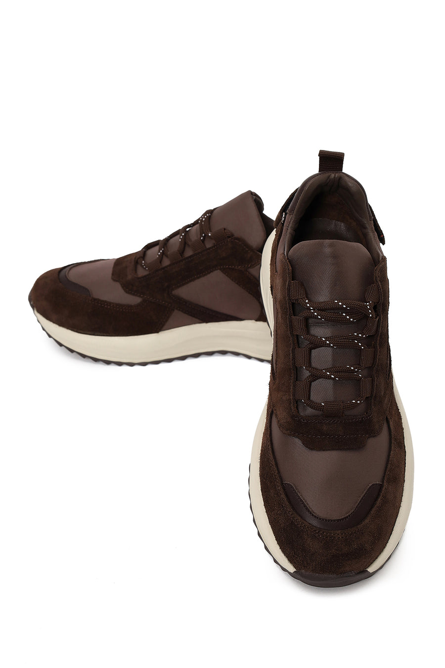 Kadın Kahverengi Bağcıklı Kalın Tabanlı Deri Sneaker
