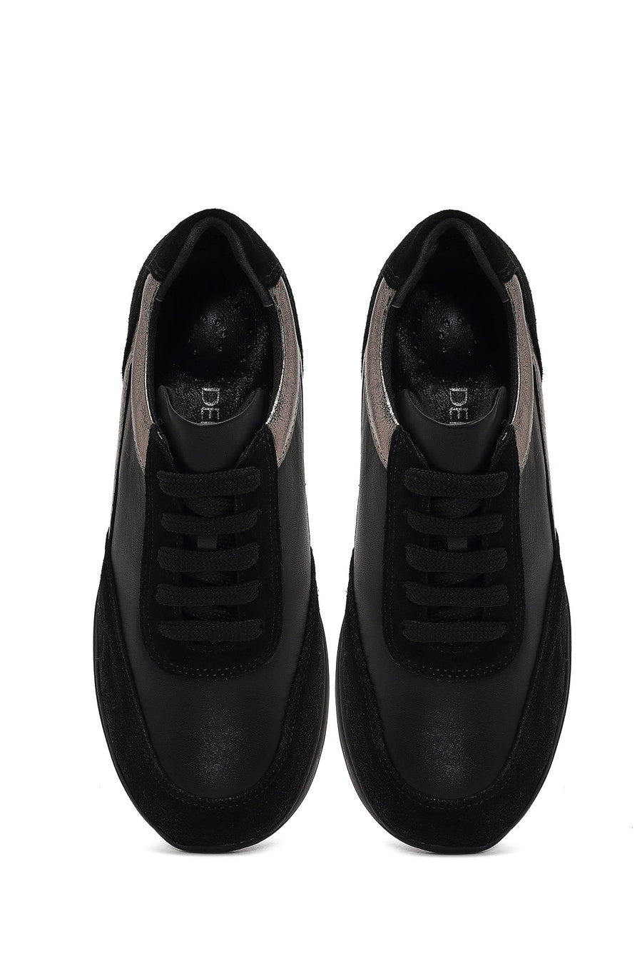 Kadın Siyah Bağcıklı Dolgu Topuklu Deri Sneaker