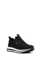 Men's Black Thick-Soled Fabric Sneakers | Derimod