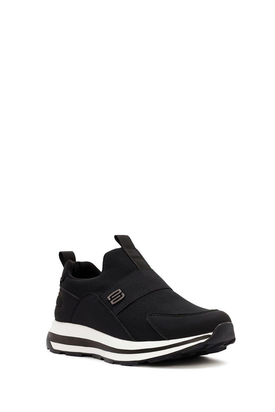 Men's Black Thick-Soled Fabric Sneakers