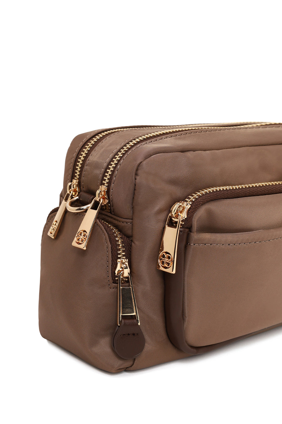 Woman Brown Fabric Mini Crossbody Bag