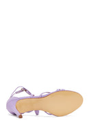 Women's Lilac Leather Heeled Sandals | Derimod