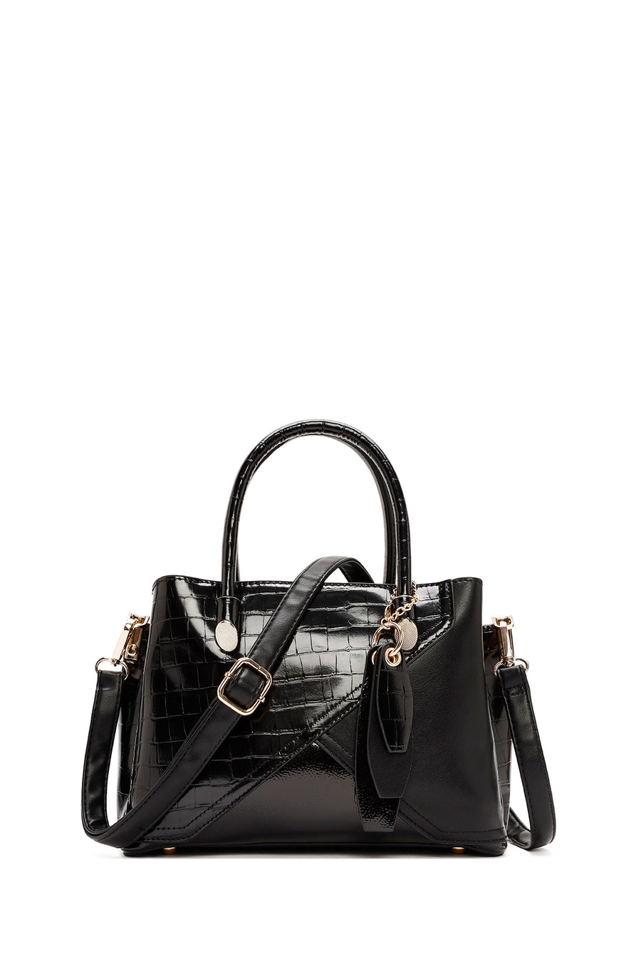 Women's Black Long Strap Crocodile Handbag 24WBD266514 | Derimod