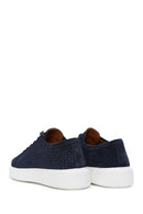 Men's Navy Blue Suede Leather Thick Soled Sneaker | Derimod