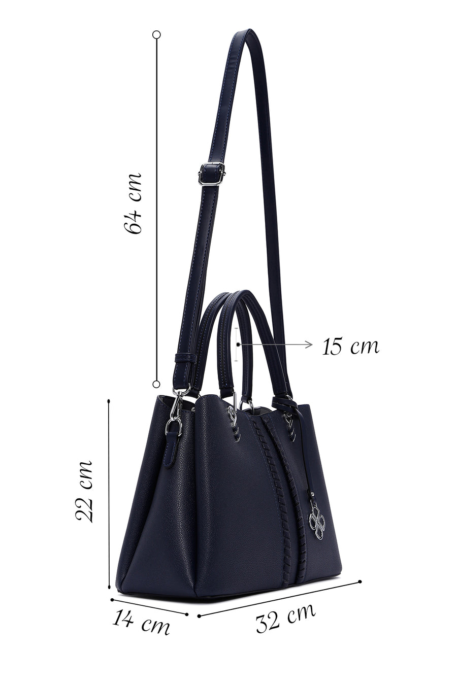 Women's Navy Blue Long Strap Classic Handbag