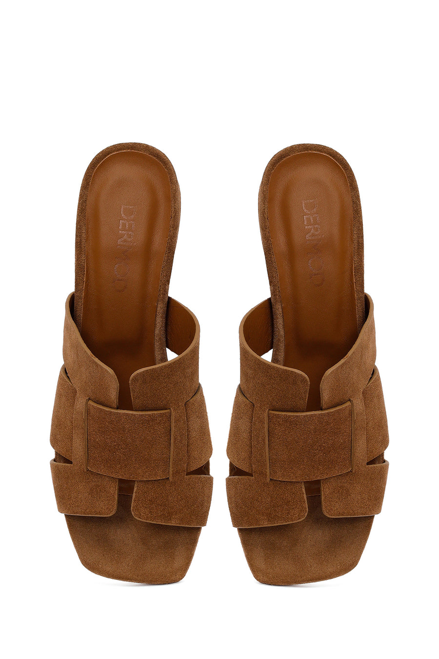 Woman Mink Thick-Heeled Suede Slipper