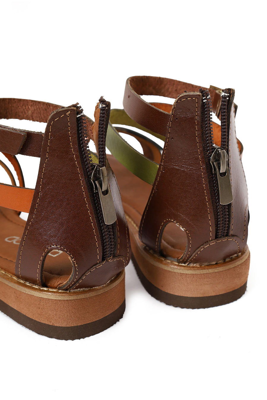 Woman Multicolor Ankle-Buckle Leather Bodrum Sandal