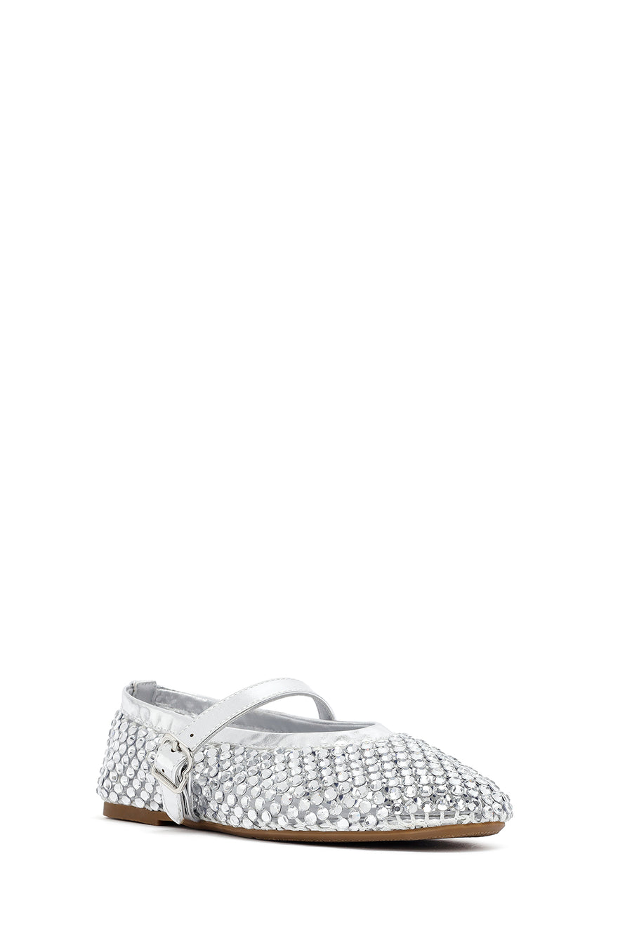 Women's Silver Mesh Embellished Ballet Flats