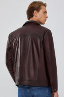 Bruno Men's Claret Red Leather Jacket | Derimod