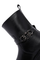 Women's Black Thick Soled Zippered Casual Leather Boots | Derimod