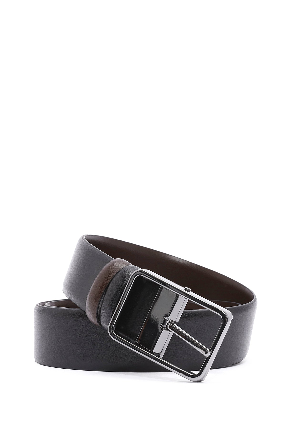 Men's Black Double Sided Leather Belt 000A2D1305718 | Derimod