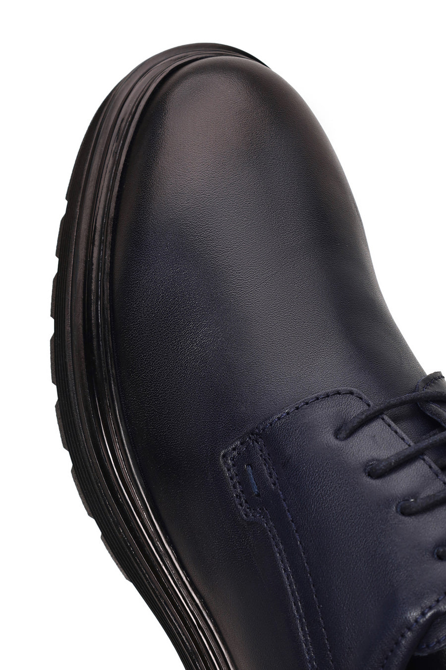 Derimod Fly Male Navy Blue Lace-Up Thick-Soled Leather Casual Shoes