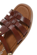 Women's Brown Ankle Strap Leather Bodrum Sandals | Derimod