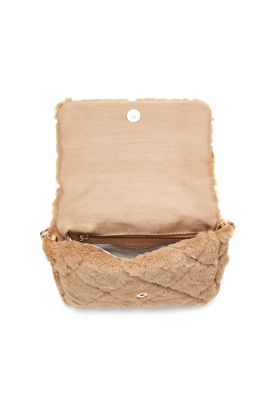 Women's Camel Plush Shoulder Bag