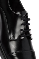 Women's Black Lace-Up Leather Masculine Loafer | Derimod