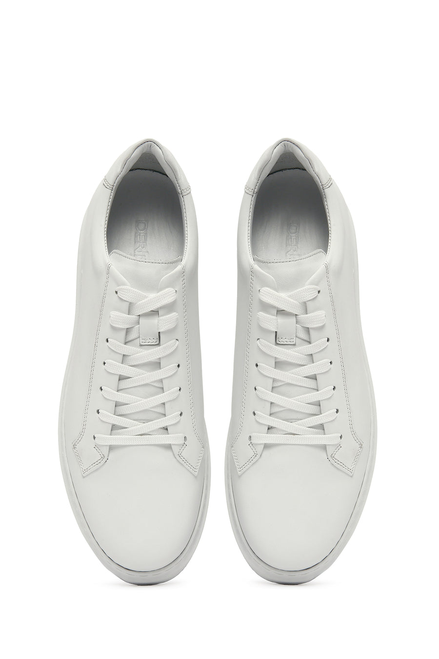 Erkek Beyaz Bağcıklı Deri Sneaker