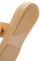 Women's Tan Buckle Leather Slippers | Derimod