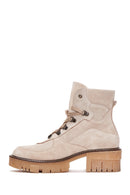 Women's Beige Suede Leather Boots | Derimod