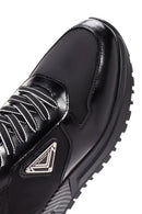 Erkek Siyah Kalın Tabanlı Bağcıklı Deri Sneaker | Derimod