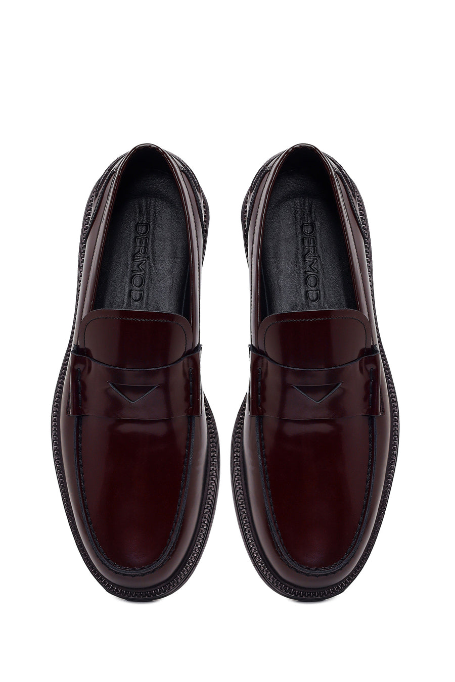 Erkek Bordo Deri Klasik Loafer