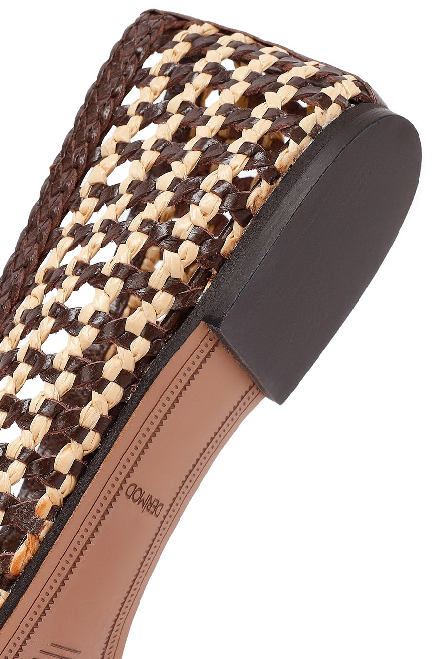 Women's Brown Straw Leather Ballerina