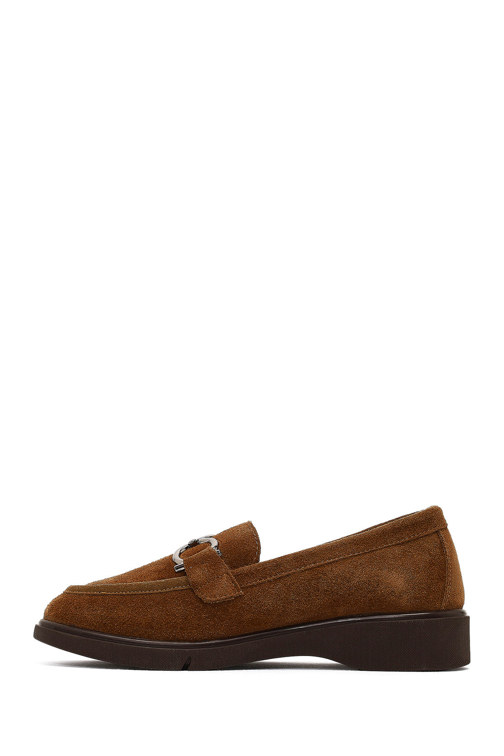 Kadın Vizon Tokalı Süet Deri Comfort Loafer
