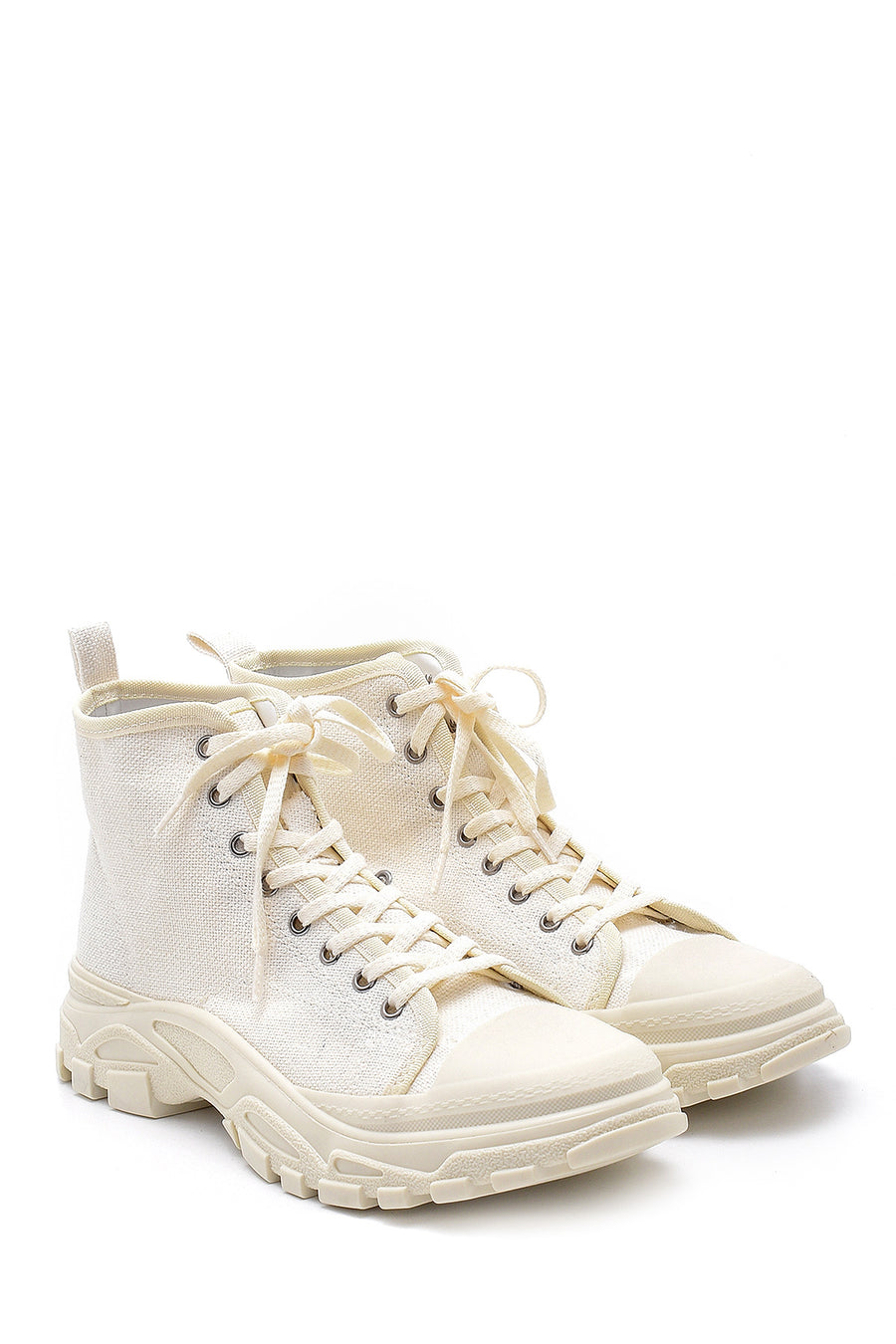 Women's White Lace-Up Boots