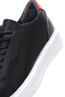 Men's Black Leather Thick Soled Sneaker | Derimod