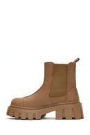 Women's Tan Leather Thick Soled Chelsea Boots | Derimod