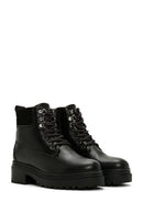 Women's Black Zippered Leather Boots | Derimod