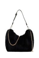 Women's Black Long Strap Plush Shoulder Bag | Derimod