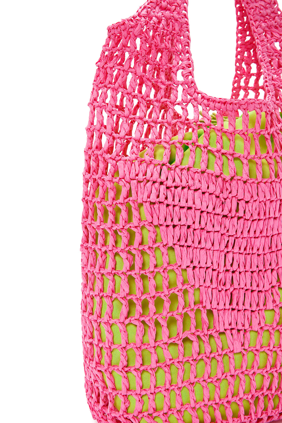 Women's Pink Straw Shoulder Bag