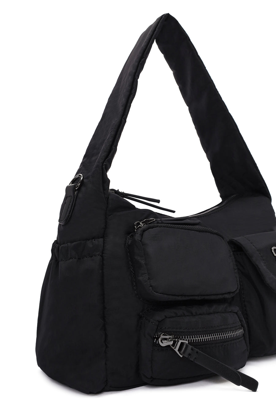 Women Black Long Strap Fabric Shoulder Bag