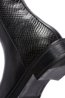 Women's Black Zipper Patterned Leather Boots | Derimod