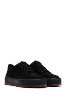 Men's Black Thick Sole Nubuck Leather Casual Sneaker | Derimod