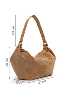 Woman Beige Suede Shoulder Bag | Derimod