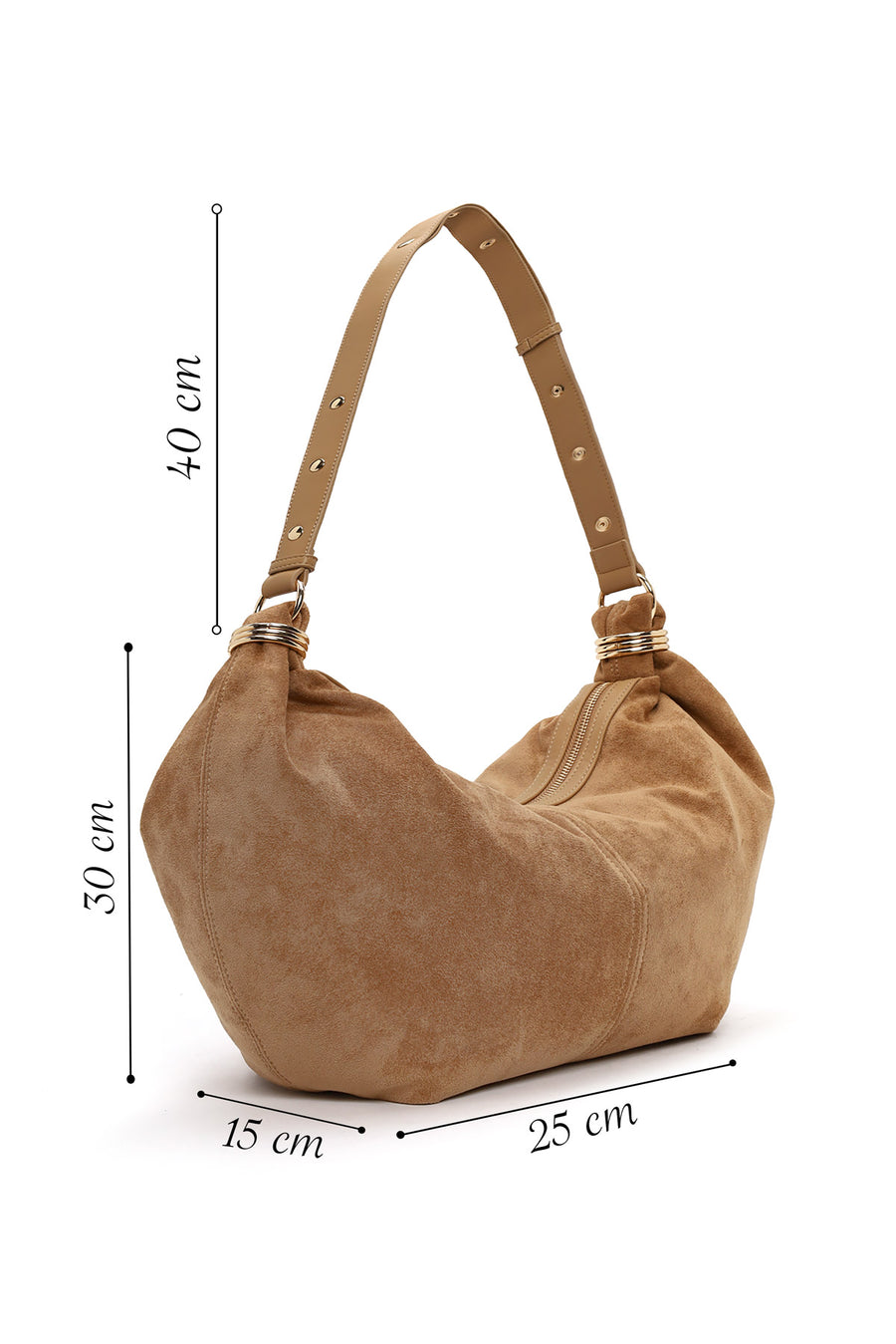 Woman Beige Suede Shoulder Bag