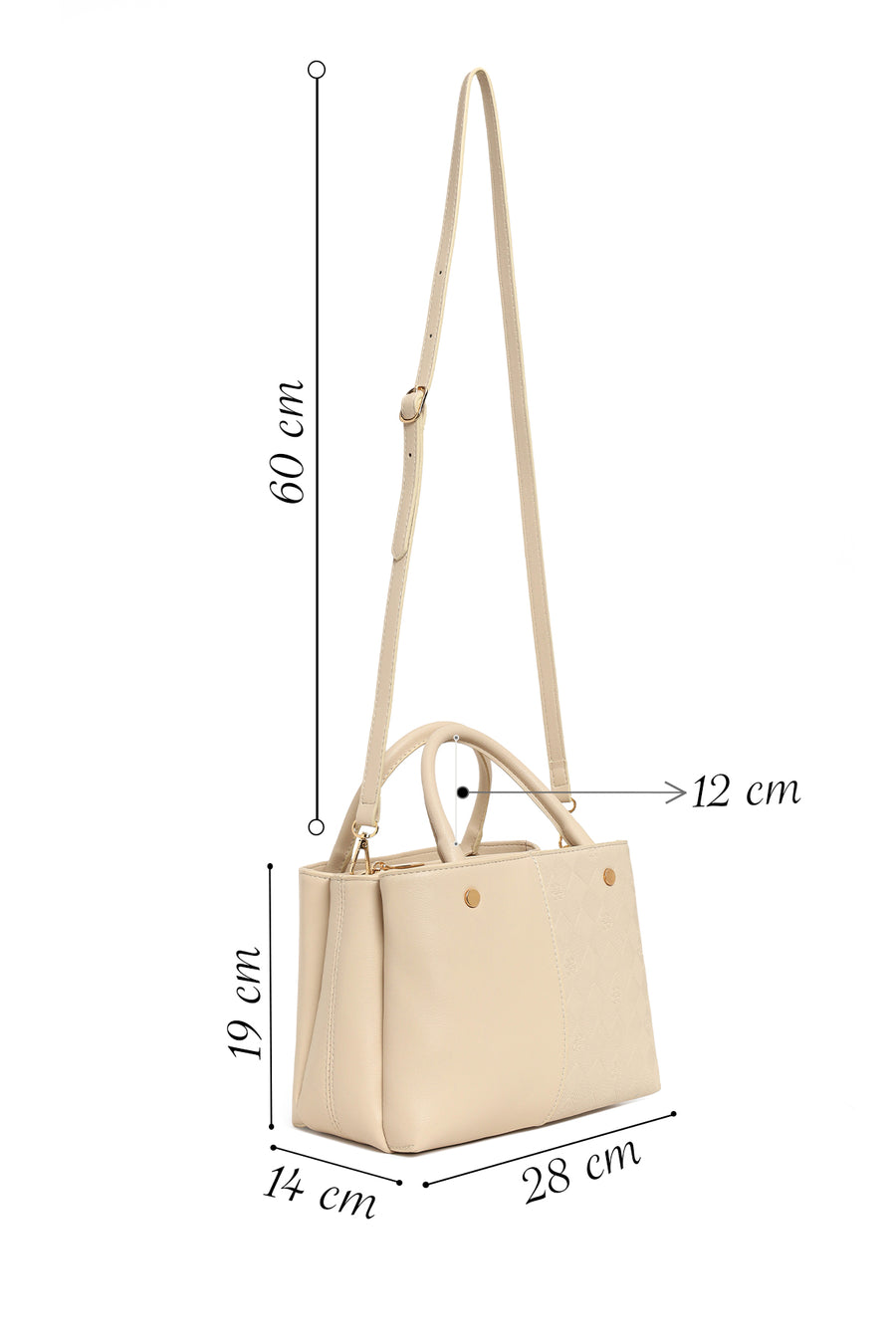 Women's Cream Long Strap Printed Classic Handbag