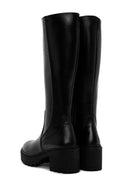 Women's Black Zippered Thick Heel Leather Boots | Derimod