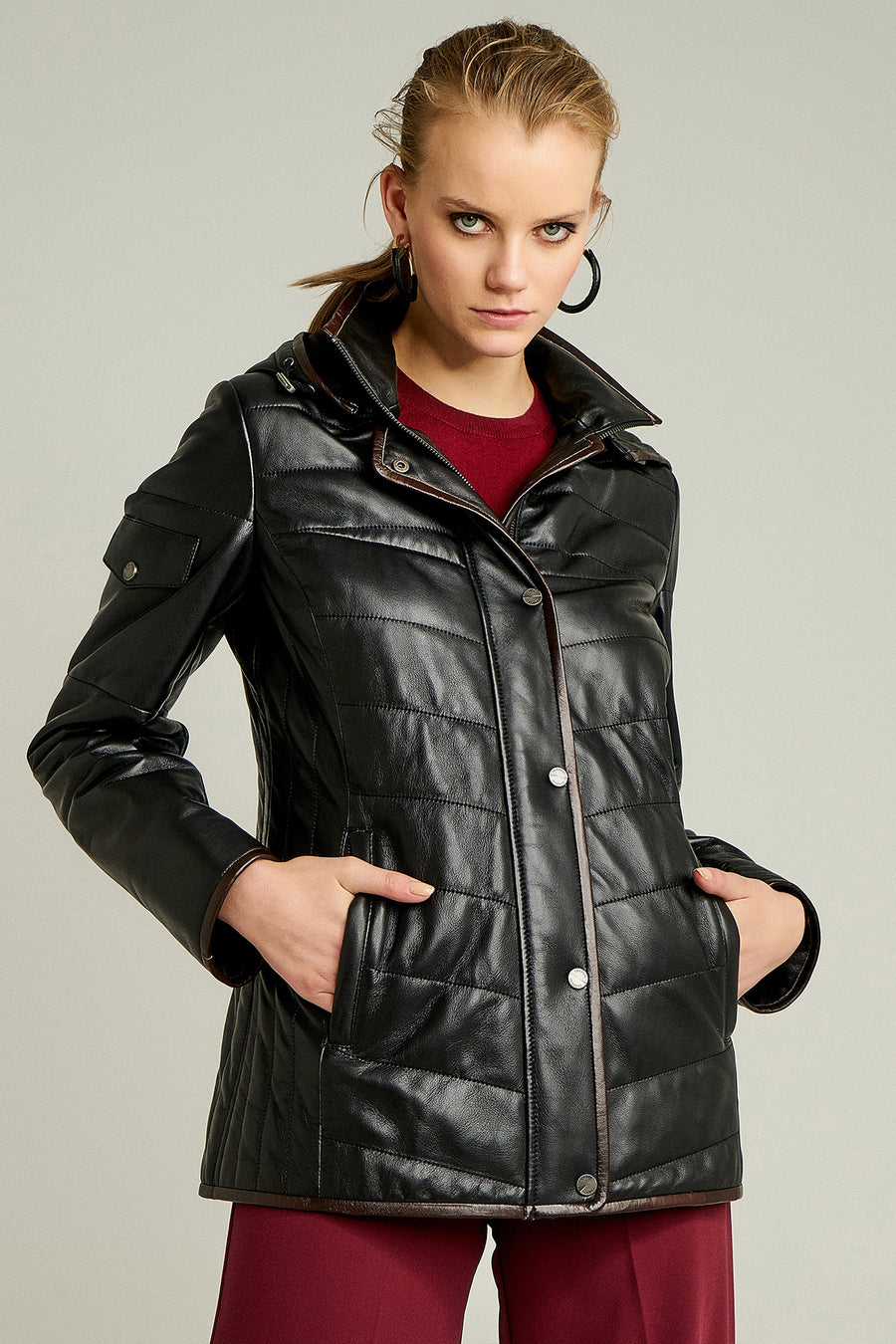 Sharon Women's Leather Jacket 18WGE54941M | Derimod