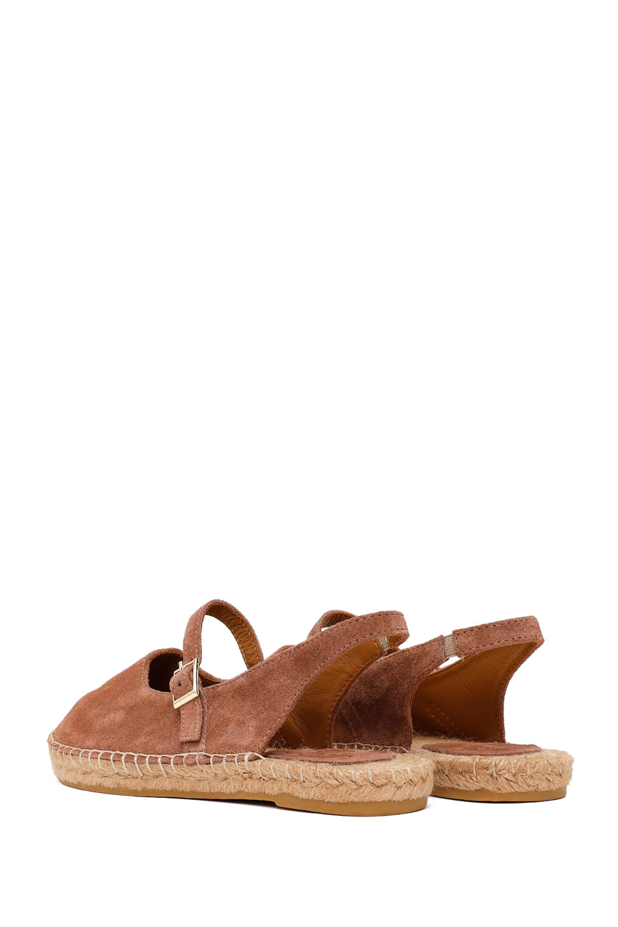 Woman Dark Powder Buckled Suede Espadrilles