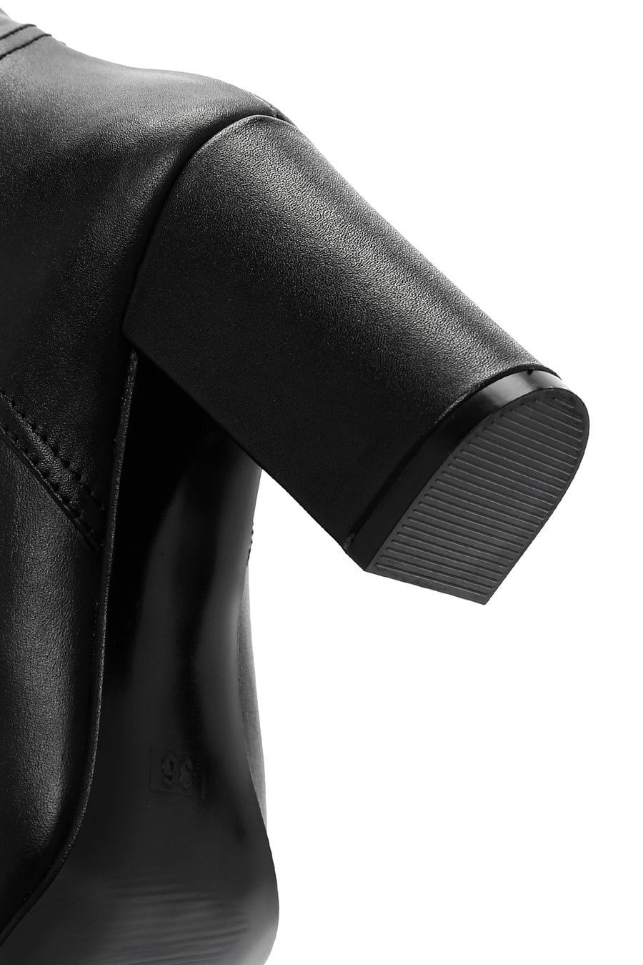 Women's Black High Heeled Classic Leather Boots