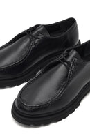 Woman Black Lace-up Leather Masculine Shoes | Derimod