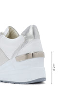 Kadın Beyaz Dolgu Topuklu Yandan Fermuarlı Deri Sneaker | Derimod