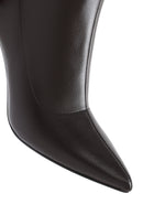 Women's Brown Zippered Thin Heel Leather Boots | Derimod