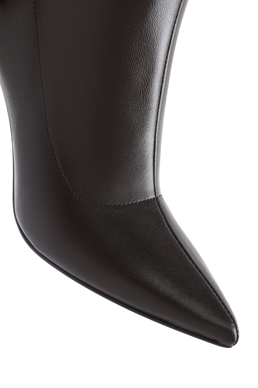 Women's Brown Zippered Thin Heel Leather Boots